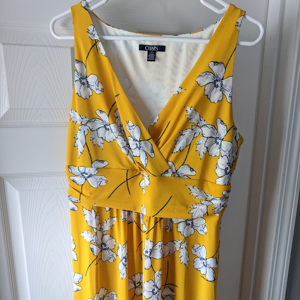 Yellow Maxi Dress Size L Chaps Floral Dress